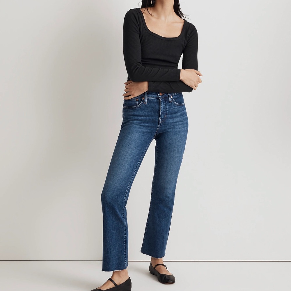 madewell kick out crop jeans in brinton wash